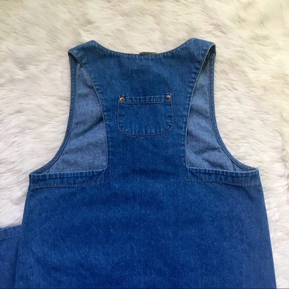 1990s Vintage Denim Maxi Sac Pinafore Dress - Picture 6 of 8